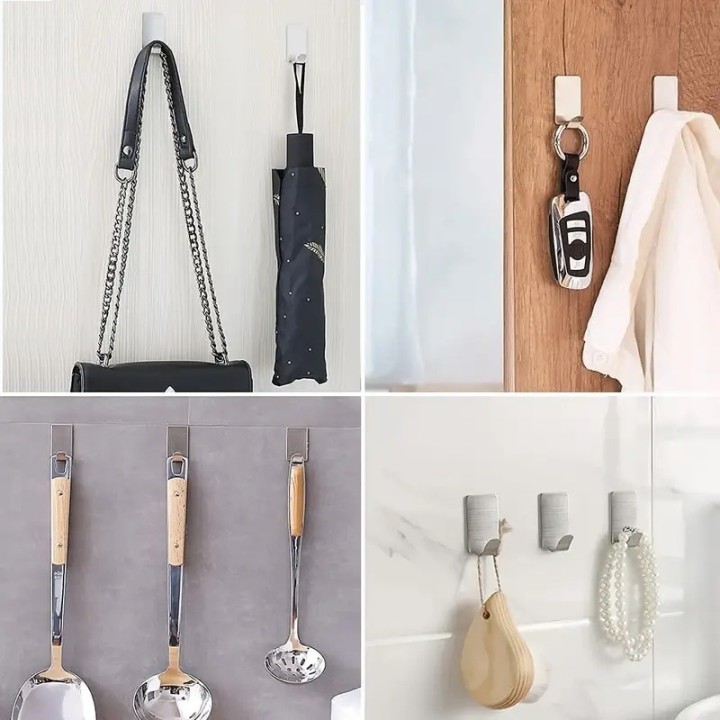 Self-adhesive stainless steel wall hook – strong adhesive hook without drilling (3x)