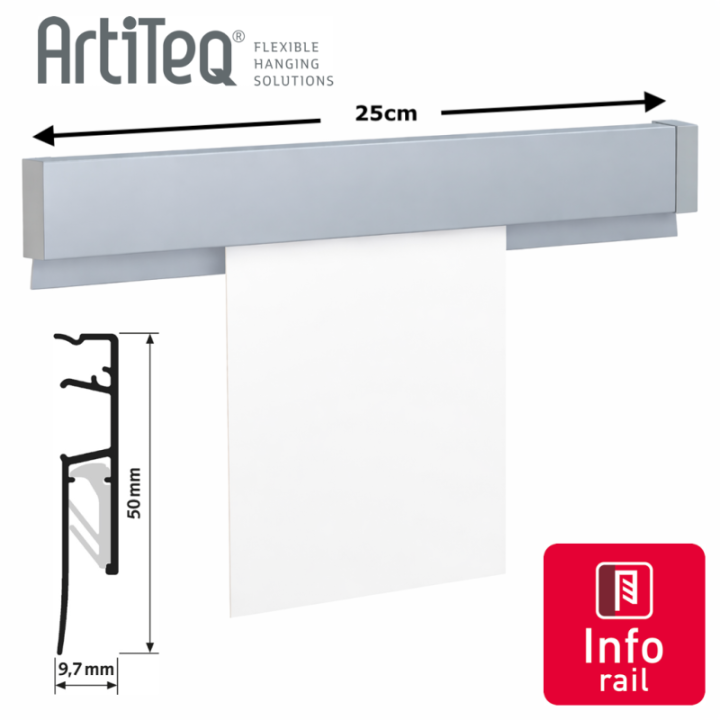 Rail porte-documents Memo Rail - Profil de serrage précis de 25 cm pour messages interchangeables