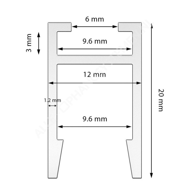 Binario di fissaggio e sospensione in alluminio GeckoTeq per pannelli acustici in PET 9/12/24 mm – 20 kg