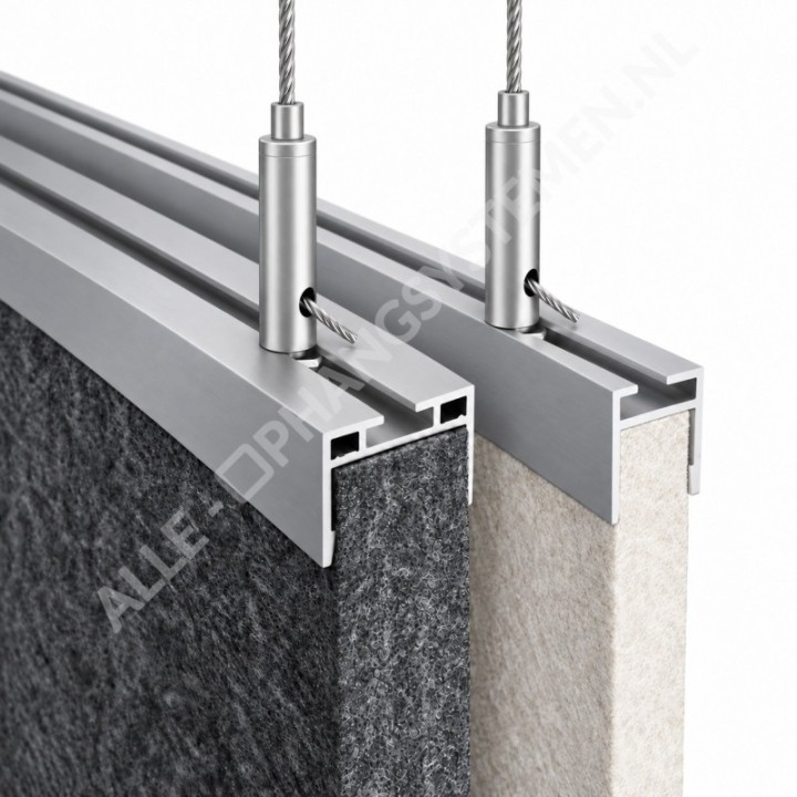 GeckoTeq Aluminium clamping and suspension rail for acoustic PET panels 9/12/24mm – 20kg