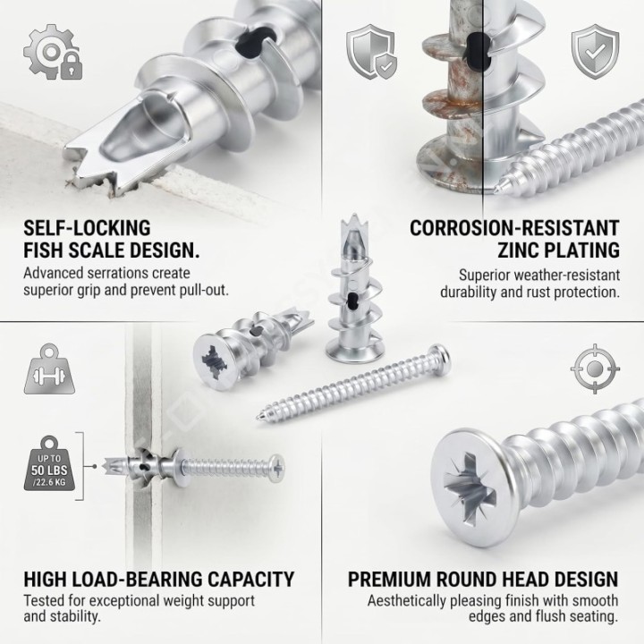 GeckoTeq Galvanized metal screw plug for PET acoustic panels