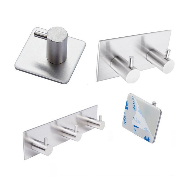 GeckoTeq Stainless steel self-adhesive Hook round - 2 suspension points
