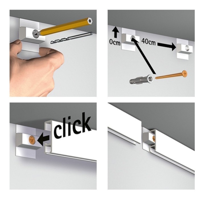 AT Click Rail White Paintable Budget Package - 9 mètres