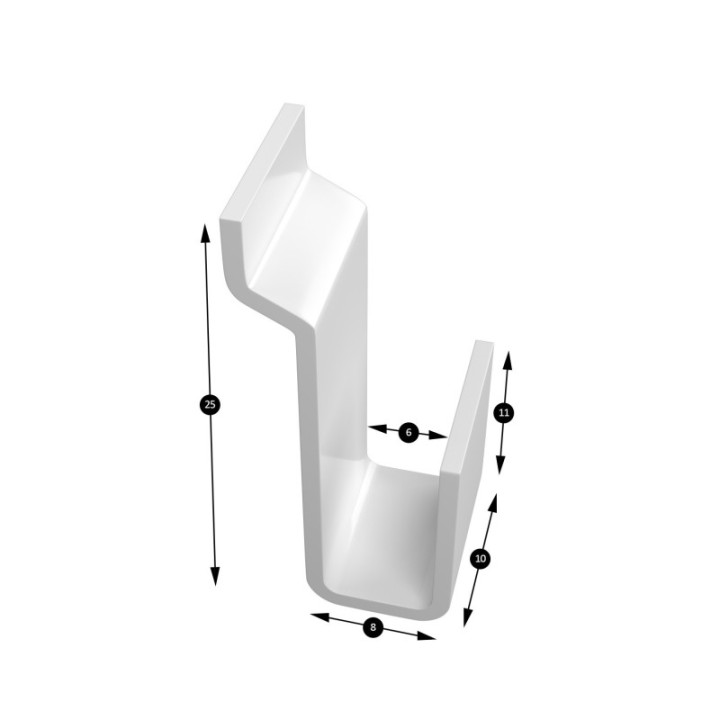 GeckoTeq Gancio per parete divisoria 4kg - 25x8x10x11mm