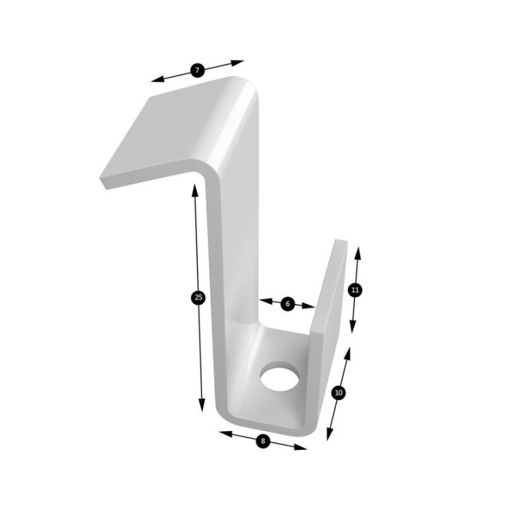 GeckoTeq Crochet pour cloison de séparation 4kg - 25x8x10x11mm