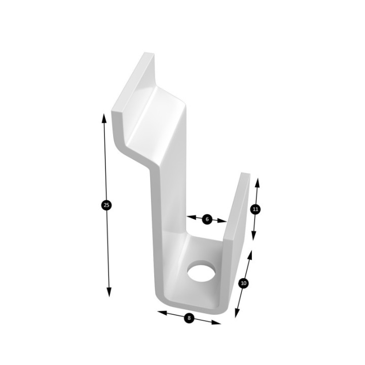 GeckoTeq Partition wall hook 4kg - 25x8x10x11mm