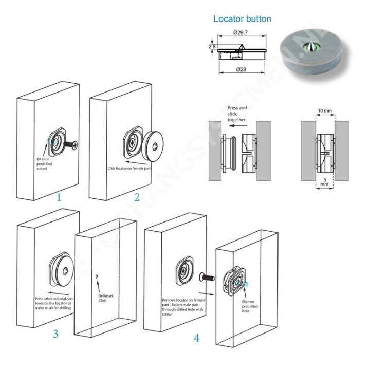 GeckoTeq Click Panel System Plastique - Goupille centrale