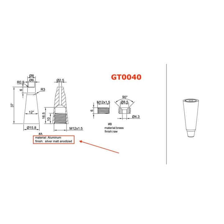 GeckoTeq Cumbrera de techo Alu Satin - por pieza