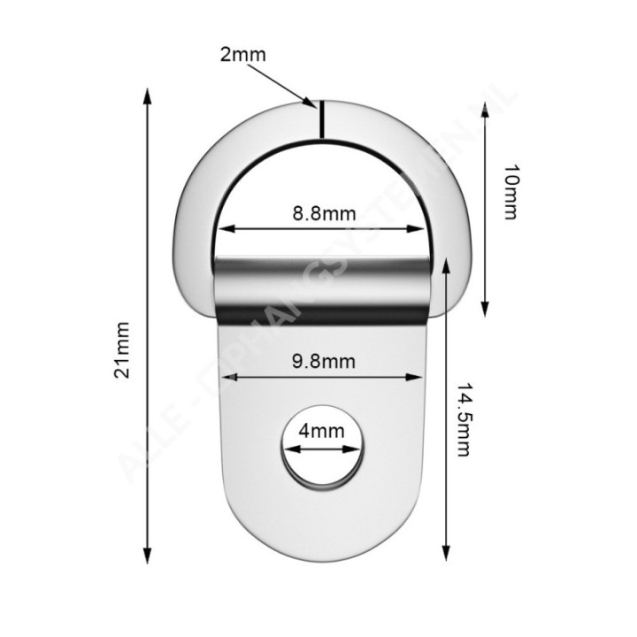 GeckoTeq D-Ring colgante con anillo cerrado - 15 kg