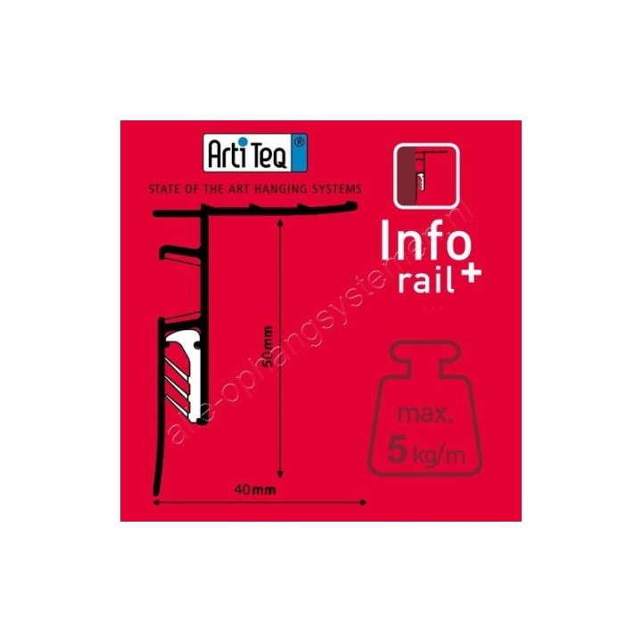 Artiteq Info Rail+ (inkl. endestykker og monteringsmaterialer) - 200cm