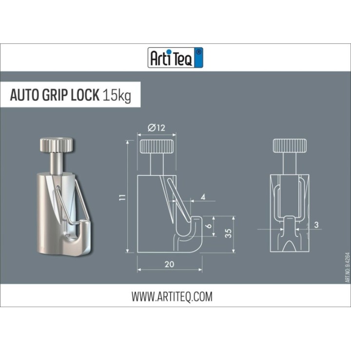Artiteq Auto-Grip Lock Sicherheitshaken - 15kg